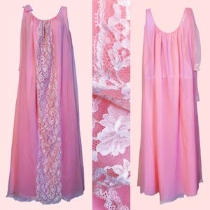 Vintage sheer 50s madmen lace peignoir nightgown lingerie Barbie Betty Draper